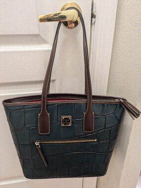 Dooney & Bourke Denison Dark Teal Shopper Tote - Handbag New With Dust Bag